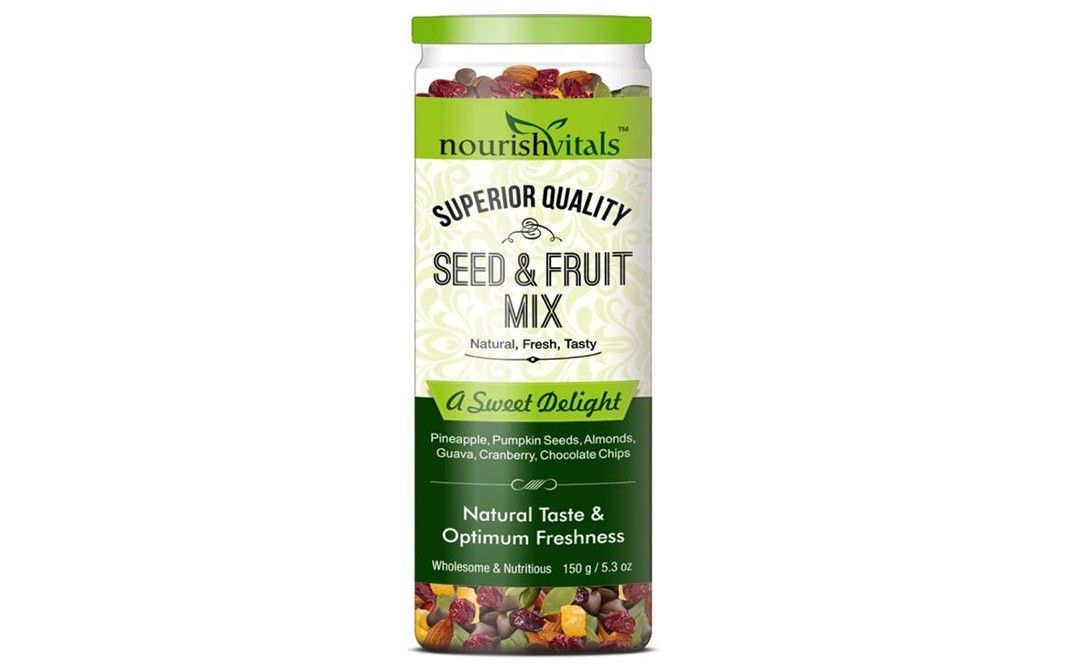 NourishVitals Seed & Fruit Mix, a Sweet Delight   Plastic Jar  150 grams